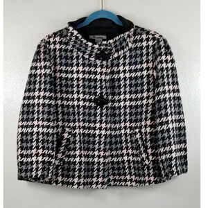 Nygard Collection Wool Blend Houndstooth Black/Pink/Cream Women's Jacket 14